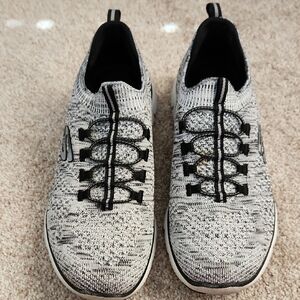 Women's Knit Slip-On Athletic Shoes - Black & White